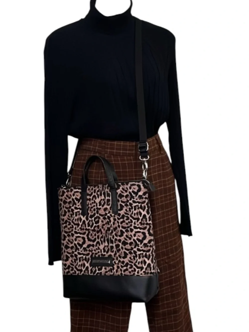 TJ Collection Leopard Torbole Convertible Transformer Backpack Crossbody Bag